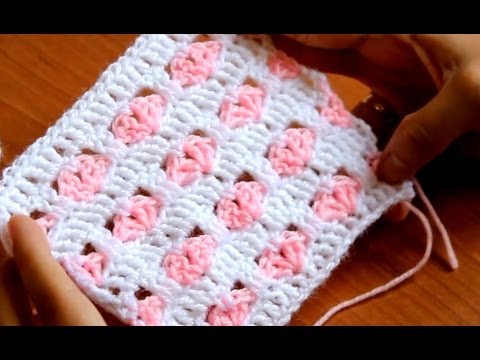 Видео: Вязание крючком Crochet Узор "Сердечки"