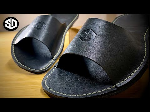 Видео: [SD Leather] Тапочки из кожи. Ручная работа. Выкройка [Free Pattern] - Slippers - Handmade [DIY]