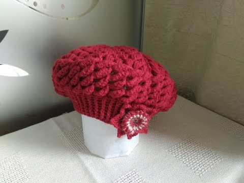 Видео: Шапка - берет крючком  /Cap-beret