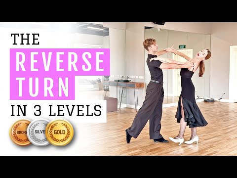 Видео: Обратный поворот, медленный фокстрот, 3 уровня 🥉🥈🥇 Урок бальных танцев #бальныетанцы #спортивныет...