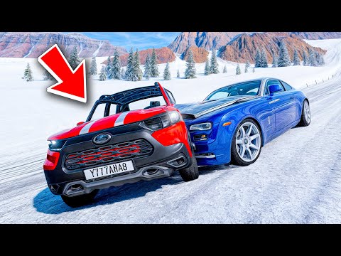 Видео: С ВЕРШИНЫ ГОРЫ ВНИЗ БЕЗ ТОРМОЗОВ ПО ЗИМНЕЙ ЛЕДЯНОЙ ТРАССЕ В BEAMNG DRIVE!