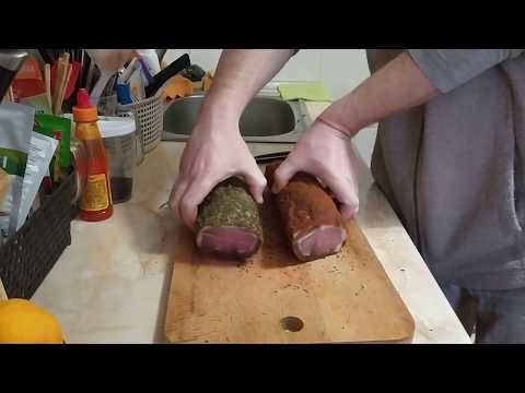 Видео: Как самому завяливать мясо. Вялим свиной карбонад.