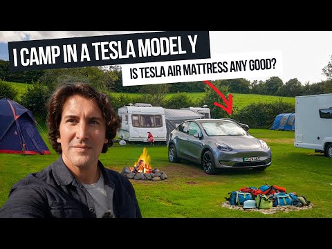 Видео: Я ночую в TESLA Model Y (обзор надувного матраса Tesla)