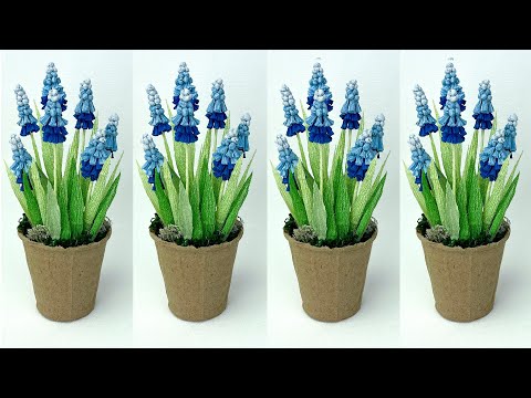 Видео: Мастер Класс МУСКАРИ ИЗ гофрированной БУМАГИ в горшочке