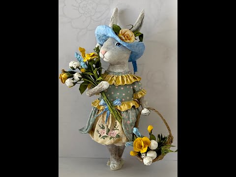 Видео: МК ватная ёлочная игрушка "Зайка-весна Часть 7. DIY cotton spun  miniature " Bunny-Spring" Part 7.