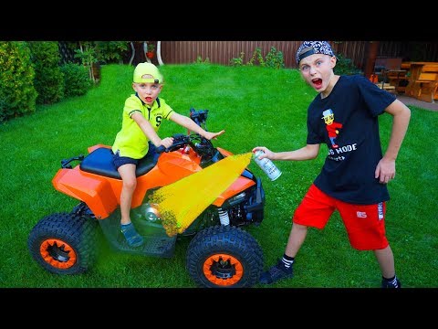 Видео: Мама НЕ разрешает.... ПЕРЕКРАСИЛИ квадрик!!!Mom does not allow .... redrawed quadBIKE !!!