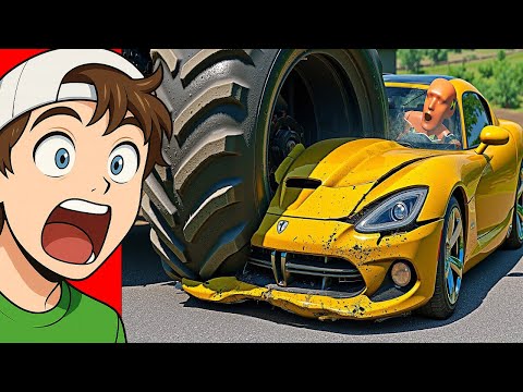 Видео: БИГФУТЫ на ДОРОГЕ! Безумные АВАРИИ с МОНСТР-ТРАКАМИ в BeamNG Drive! (Реакция)