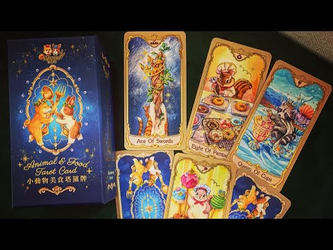 Видео: Обзор очаровательной колоды «Animal & Food Tarot»🎂🦊🐯🍭”Таро Животных и Еды” от художника Maruko.