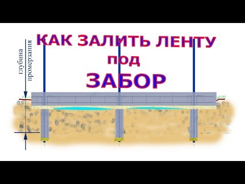 Видео: Как залить ленту под забор Пенопласт под фундамент? Чертеж Схема Размеры