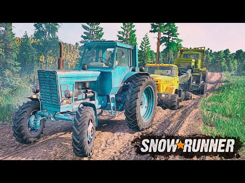 Видео: ТРАКТОР ВЫТАЩИЛ ОГРОМНЫЙ КРАЗ С ПРИЦЕПОМ. SNOWRUNNER