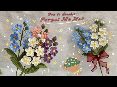 Видео: ЦВЕТОК КРЮЧКОМ 💐 Как связать крючком цветок незабудка 💐 Букет цветов крючком