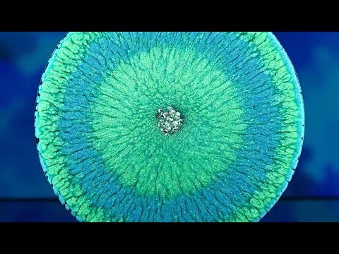 Видео: #346 Зелёный и синий мерцающий эффект кракелюр в эпоксидной смоле