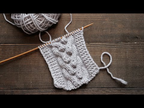 Видео: Коса с шишечками спицами 👍🏻 «Bobbles & Cables» knitting pattern