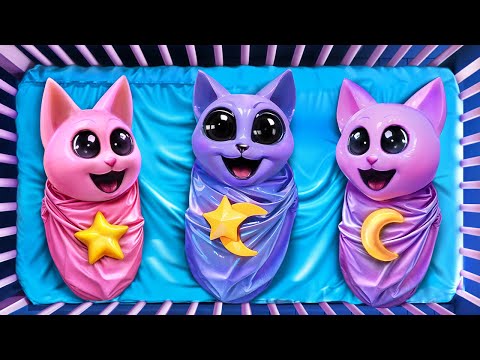 Видео: У Catnap и KITTINAP появились котята! Крутые родительские хаки Улыбающихся Зверьков!