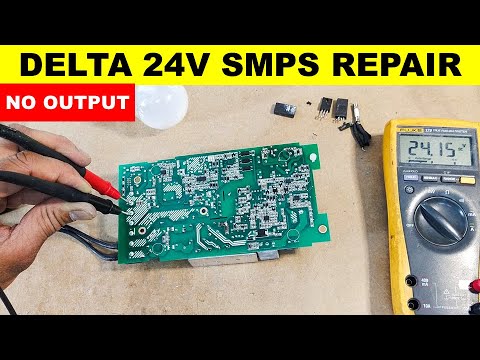 Видео: Delta 24V SMPS, нет выходного напряжения, короткое замыкание в линии постоянного тока