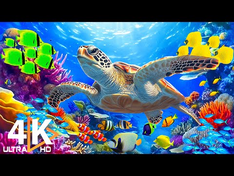 Видео: Райский аквариум 4K 🐠 Яркие коралловые рифовые рыбы и захватывающая морская жизнь