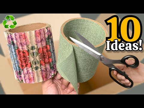 Видео: Превращаем рулоны картона и обрезки ткани! 😱♻️ 10 гениальных идей переработки, которые вас удивят!