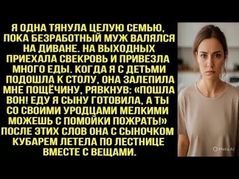 Видео: Когда я подошла к столу свекровь дала пощечину «Вон! Еда для сына, а ты с детьми поешь на помойке!» 