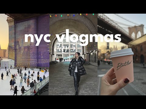 Видео: Рождество в Дамбо 🎄 катание на коньках под Бруклинским мостом, праздничный шопинг и кафе | nyc vl...