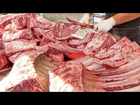 Видео: Потрясающее владение ножом! Корейское барбекю, коллекция Steak Master Collection