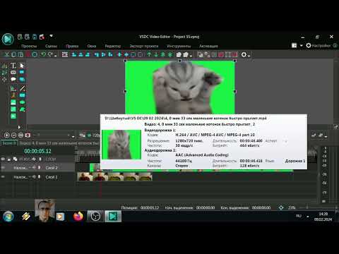 Видео: Удаление зеленого фона в видеозаписи / Хромакей / VSDC Free Video Editor