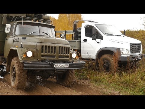 Видео: ГАЗ Садко NEXT и Зил 131 вместе дают бой бездорожью! Решительный прорыв сквозь грязь и воду!