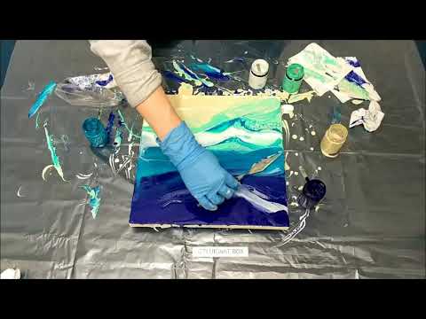 Видео: Набор "Море" // Мастер-класс в технике fluidart
