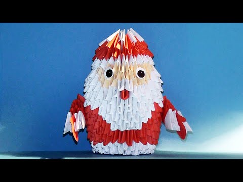 Видео: Модульное оригами для начинающих Дед Мороз видео урок-схема, пошаговая инструкция