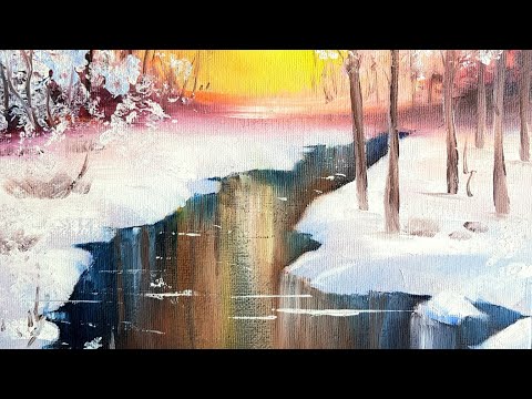 Видео: Как да нарисуваме Зимен пейзаж с маслени бои / част 2.