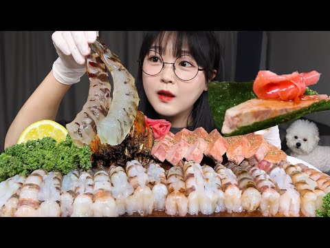 Видео: Сырые креветки и печень морского черта | Mukbang ASMR