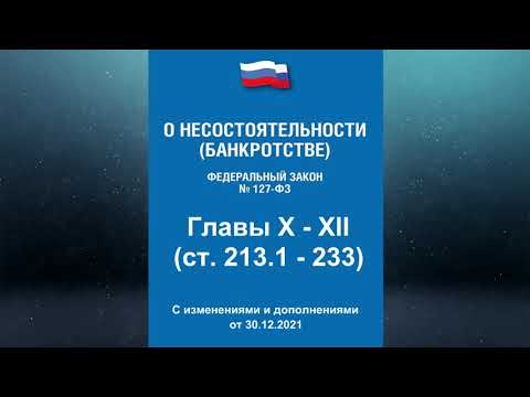 Видео: Федеральный закон "О несостоятельности (банкротстве)" - Главы X - XII (ред. от 30.12.2021)