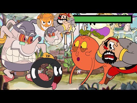 Видео: Старый Чайник уничтожает всех боссов Cuphead своей любимой шиной с полосками здоровья!!