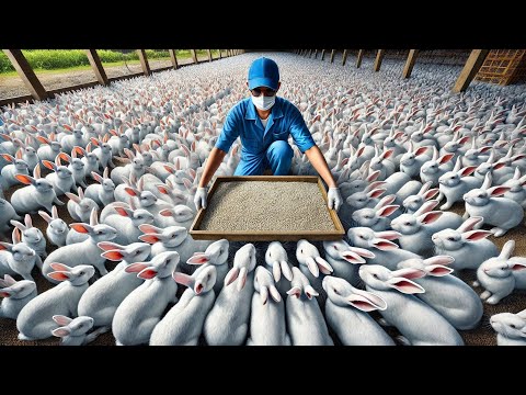 Видео: Как китайский фермер вырастил миллионы кроликов на мясо | Переработка кроликов на фабрике