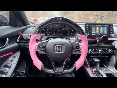 Видео: Рулевое колесо со светодиодной подсветкой из розового углеродного волокна для Accord 10-го поколения