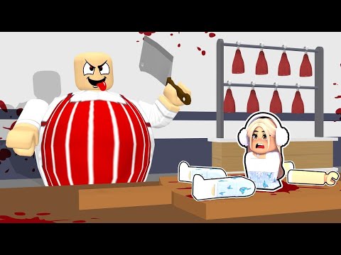 Видео: ПОБЕГ ОТ МЯСНИКА в РОБЛОКС! СТРАШНОЕ ОББИ ROBLOX Escape The Butcher Shop