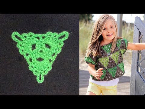 Видео: Топ из треугольных мотивов для девочки. МК.