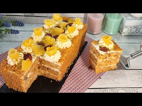 Видео: Знаменитый ГАВАЙСКИЙ МОРКОВНЫЙ Торт с Ананасами! Нежнейший! Очень вкусно и быстро!