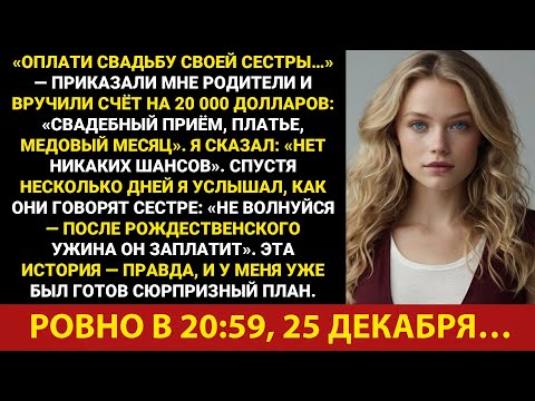Видео: Родители приказали: «Оплати свадьбу сестры...» И вручили мне счёт на 20 000 долларов. Но я...