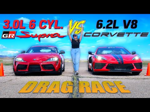 Видео: Дрэг-рейсинг Chevy Corvette Stingray против Toyota GR Supra: мы НЕ ожидали, что все будет так бли...