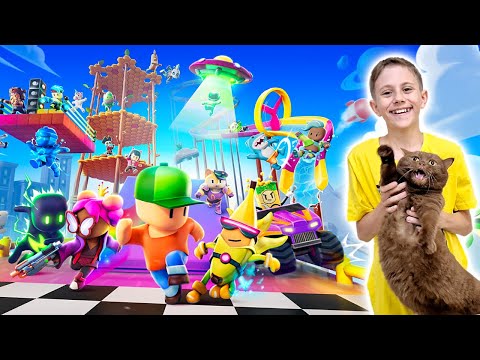 Видео: Играем с Даником в Stumble Guys и открываем новые фигурки