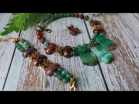 Видео: Двухрядные бусы из агата и яшмы