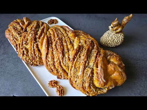 Видео: Влажная ореховая косичка, как в пекаре 😍 Пышная дрожжевая косичка с ореховой начинкой
