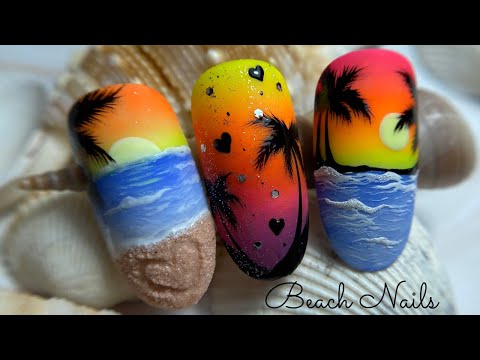 Видео: Beach Nail| Sunset Nail Art| Palm tree Nail Art| Summer Nail| Ughie estive|Морской Дизайн Ногтей