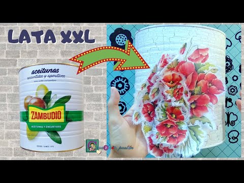 Видео: Посмотрите, что я делаю с жестяной банкой XXL, джинсами, джутом, декупажем и кракелюром ♻
