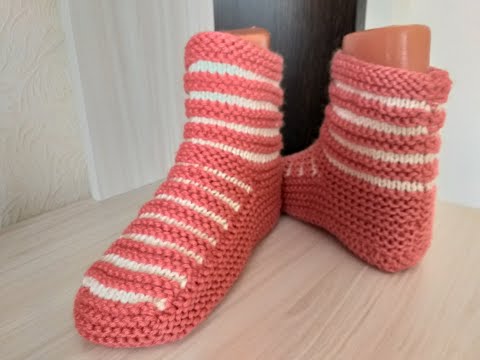 Видео: САПОЖКИ-ТАПОЧКИ-НОСОЧКИ. Вязание спицами.Homemade knitted slippers