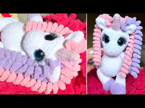 Видео: Мастер-класс единорог крючком из плюшевой пряжи 🦄