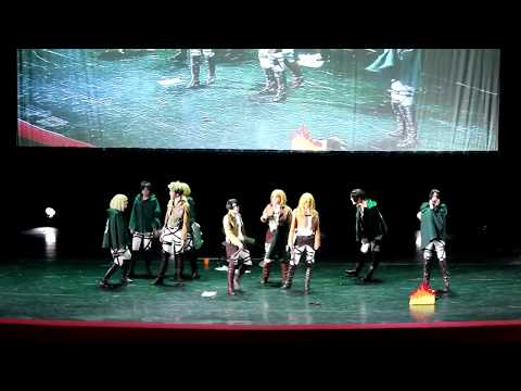 Видео: SHINGEKI NO KYOJIN Косбенд "Всем Добра!" -  сценка по титанам Attack on Titan Hinode 2014