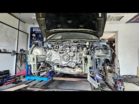 Видео: Subaru Outback.  Подготовка к ремонту.  Пробная вытяжка лонжеронов.