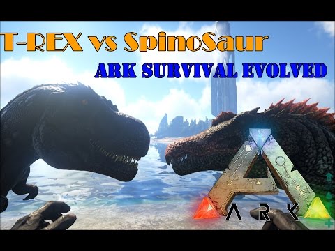 Видео: Битва в АРК Survival Evolved |Рекс против Спинозавра|T-Rex vs SpinoSaur