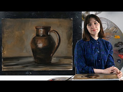 Видео: Экспресс-урок по масляной живописи «Глиняный кувшин» | Рисуем кувшин маслом поэтапно